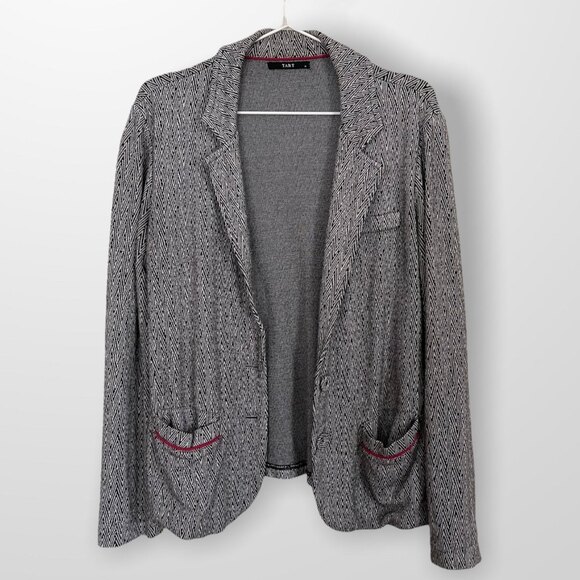 Soft Knit Tart Blazer Size M Black & White Chevron - Picture 3 of 8